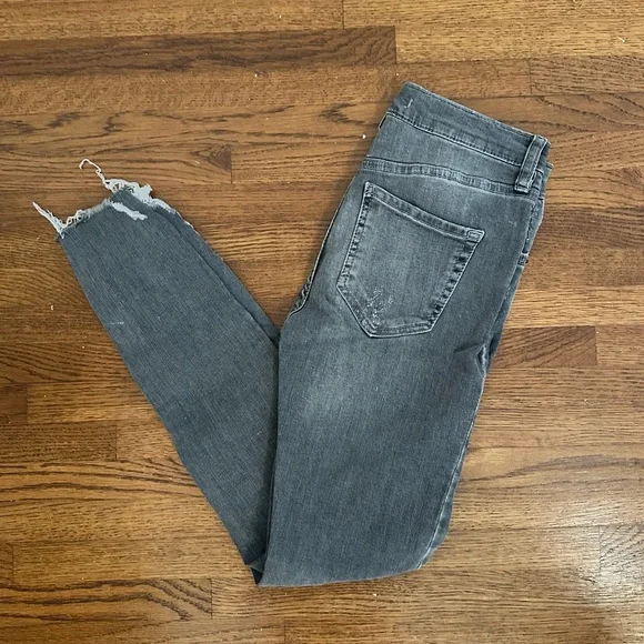 Free People Charcoal Distressed Skinny Jeans - Picture 3 of 4